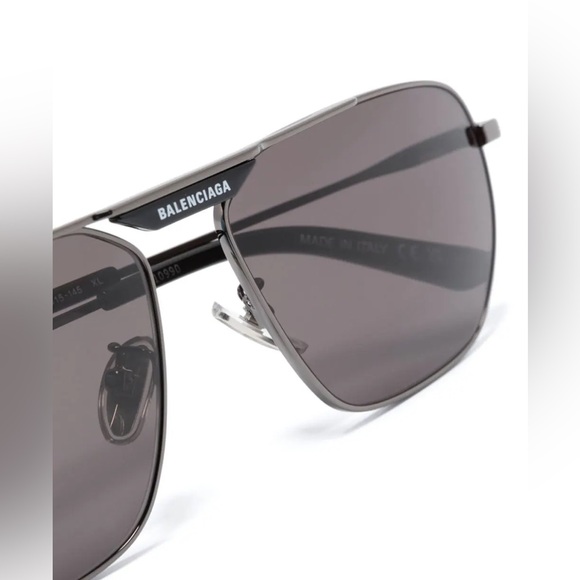 EW BALENCIAGA PILOT METAL UNISEX SUNGLASSES BALENCIAGA BB0298SA 001 BLACK GREY - Picture 4 of 7